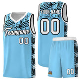 Custom Light Blue Mosaic Stars Pattern Sports Uniform Basketball Jersey