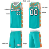 Custom Aqua Mosaic Stars Pattern Sports Uniform Basketball Jersey