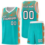 Custom Aqua Mosaic Stars Pattern Sports Uniform Basketball Jersey