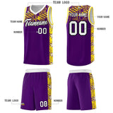 Custom Purple Mosaic Stars Pattern Sports Uniform Basketball Jersey