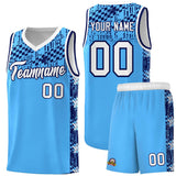 Custom Powder Blue Mosaic Stars Pattern Sports Uniform Basketball Jersey