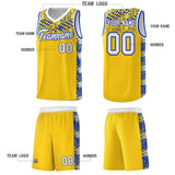 Custom Gold Mosaic Stars Pattern Sports Uniform Basketball Jersey