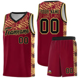 Custom Crimson Mosaic Stars Pattern Sports Uniform Basketball Jersey