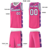 Custom Pink Mosaic Stars Pattern Sports Uniform Basketball Jersey