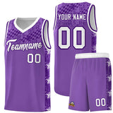 Custom Light Purple Mosaic Stars Pattern Sports Uniform Basketball Jersey
