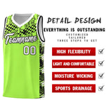 Custom Fluorescent Green Mosaic Stars Pattern Sports Uniform Basketball Jersey