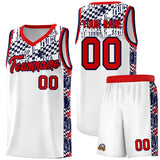 Custom White Mosaic Stars Pattern Sports Uniform Basketball Jersey