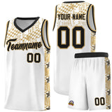 Custom White Mosaic Stars Pattern Sports Uniform Basketball Jersey