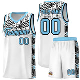 Custom White Mosaic Stars Pattern Sports Uniform Basketball Jersey