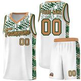 Custom White Mosaic Stars Pattern Sports Uniform Basketball Jersey