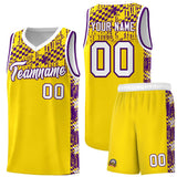 Custom Gold Mosaic Stars Pattern Sports Uniform Basketball Jersey