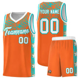 Custom Orange Mosaic Stars Pattern Sports Uniform Basketball Jersey