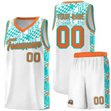 Custom White Mosaic Stars Pattern Sports Uniform Basketball Jersey