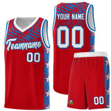 Custom Red Mosaic Stars Pattern Sports Uniform Basketball Jersey
