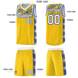 Custom Gold Mosaic Stars Pattern Sports Uniform Basketball Jersey
