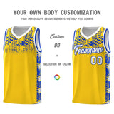 Custom Gold Mosaic Stars Pattern Sports Uniform Basketball Jersey