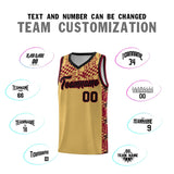 Custom Old Gold Mosaic Stars Pattern Sports Uniform Basketball Jersey