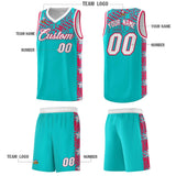 Custom Aqua Mosaic Stars Pattern Sports Uniform Basketball Jersey