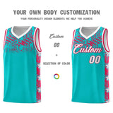 Custom Aqua Mosaic Stars Pattern Sports Uniform Basketball Jersey