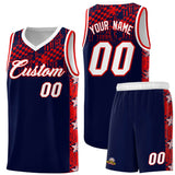 Custom Navy Mosaic Stars Pattern Sports Uniform Basketball Jersey
