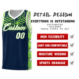 Custom Navy Mosaic Stars Pattern Sports Uniform Basketball Jersey