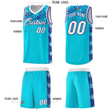 Custom Sky Blue Mosaic Stars Pattern Sports Uniform Basketball Jersey