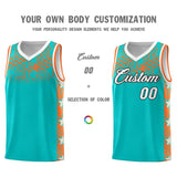 Custom Aqua Mosaic Stars Pattern Sports Uniform Basketball Jersey