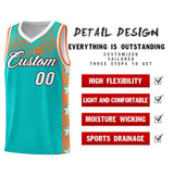 Custom Aqua Mosaic Stars Pattern Sports Uniform Basketball Jersey