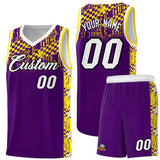 Custom Purple Mosaic Stars Pattern Sports Uniform Basketball Jersey