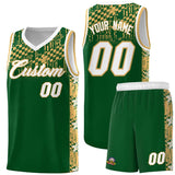 Custom Green Mosaic Stars Pattern Sports Uniform Basketball Jersey