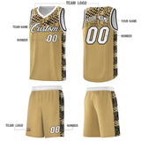 Custom Old Gold Mosaic Stars Pattern Sports Uniform Basketball Jersey