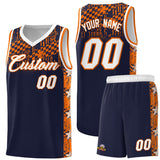 Custom Navy Mosaic Stars Pattern Sports Uniform Basketball Jersey