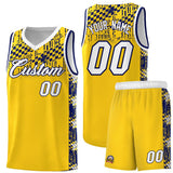 Custom Gold Mosaic Stars Pattern Sports Uniform Basketball Jersey