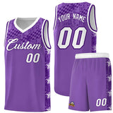 Custom Light Purple Mosaic Stars Pattern Sports Uniform Basketball Jersey