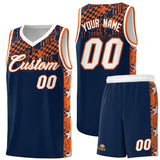 Custom Navy Mosaic Stars Pattern Sports Uniform Basketball Jersey