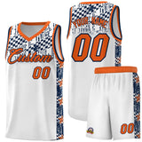 Custom White Mosaic Stars Pattern Sports Uniform Basketball Jersey