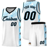 Custom White Mosaic Stars Pattern Sports Uniform Basketball Jersey