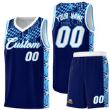 Custom Navy Mosaic Stars Pattern Sports Uniform Basketball Jersey