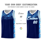 Custom Navy Mosaic Stars Pattern Sports Uniform Basketball Jersey