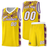 Custom Gold Mosaic Stars Pattern Sports Uniform Basketball Jersey