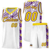 Custom White Mosaic Stars Pattern Sports Uniform Basketball Jersey