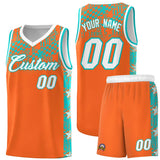 Custom Orange Mosaic Stars Pattern Sports Uniform Basketball Jersey