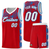 Custom Red Mosaic Stars Pattern Sports Uniform Basketball Jersey