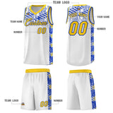 Custom White Mosaic Stars Pattern Sports Uniform Basketball Jersey
