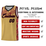 Custom Old Gold Mosaic Stars Pattern Sports Uniform Basketball Jersey