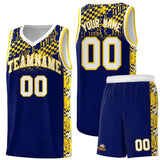 Custom Navy Mosaic Stars Pattern Sports Uniform Basketball Jersey