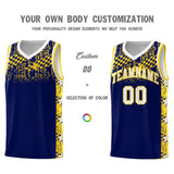 Custom Navy Mosaic Stars Pattern Sports Uniform Basketball Jersey