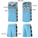 Custom Light Blue Mosaic Stars Pattern Sports Uniform Basketball Jersey