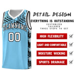 Custom Light Blue Mosaic Stars Pattern Sports Uniform Basketball Jersey