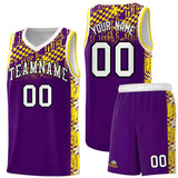 Custom Purple Mosaic Stars Pattern Sports Uniform Basketball Jersey